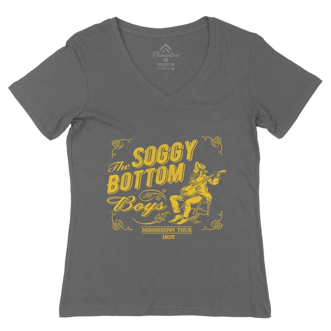 Soggy Bottom Boys Womens Organic V-Neck T-Shirt Music D230