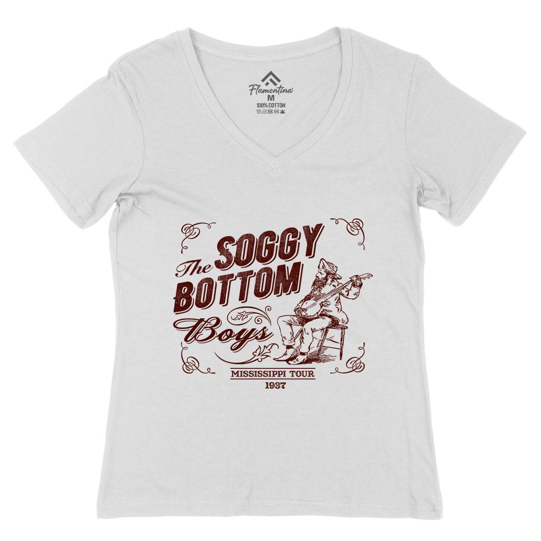 Soggy Bottom Boys Womens Organic V-Neck T-Shirt Music D230