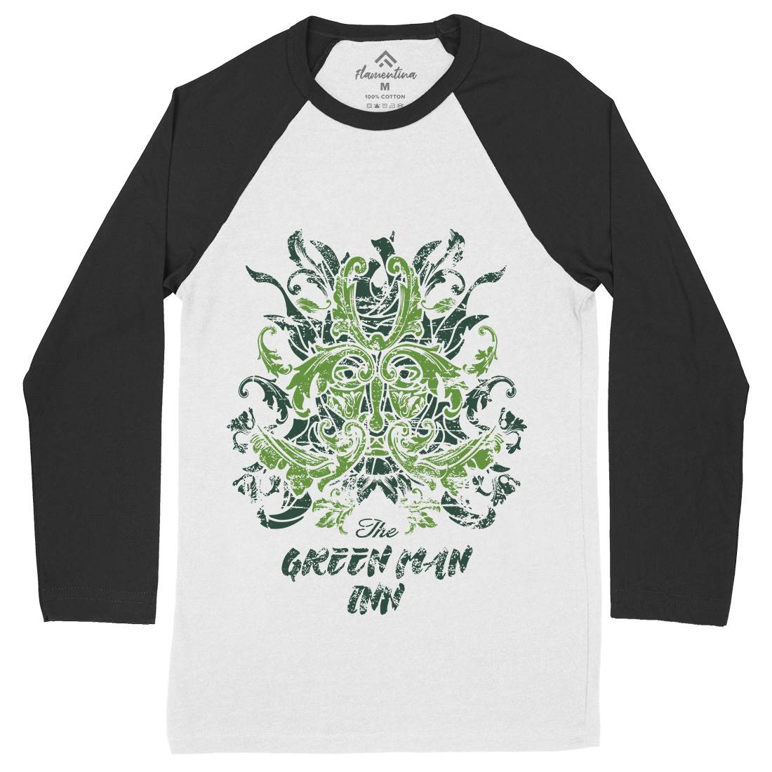 Green Man Inn Mens Long Sleeve Baseball T-Shirt Horror D231