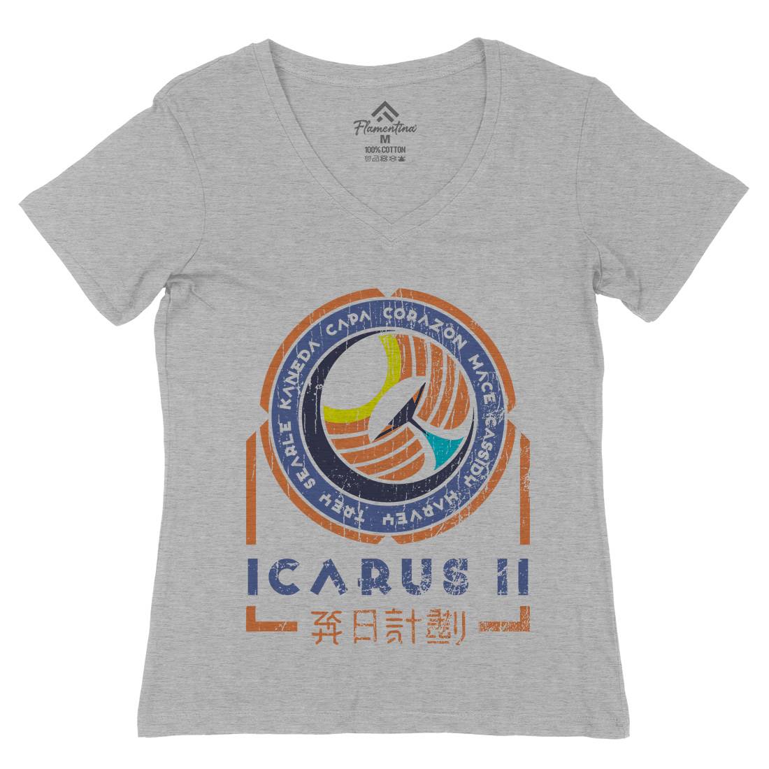 Icarus Ii Womens Organic V-Neck T-Shirt Space D233