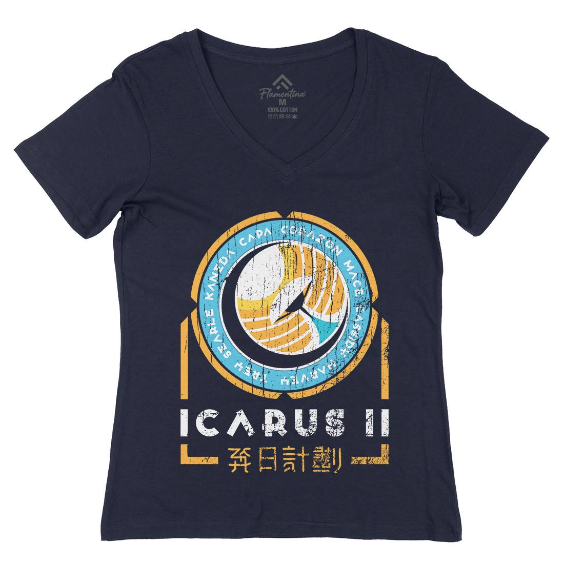 Icarus Ii Womens Organic V-Neck T-Shirt Space D233