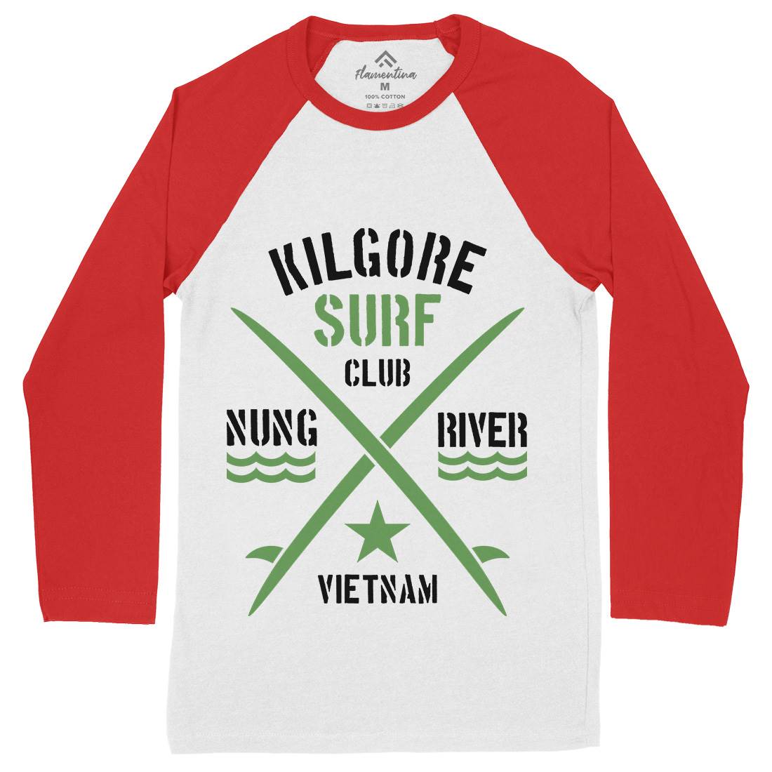 Kilgore Club Mens Long Sleeve Baseball T-Shirt Surf D234