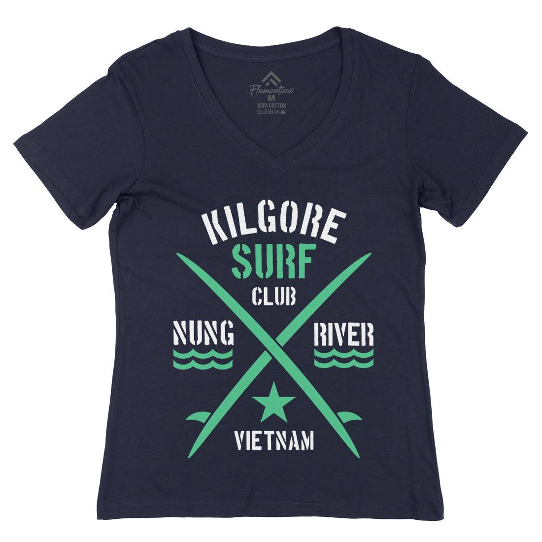 Kilgore Club Womens Organic V-Neck T-Shirt Surf D234