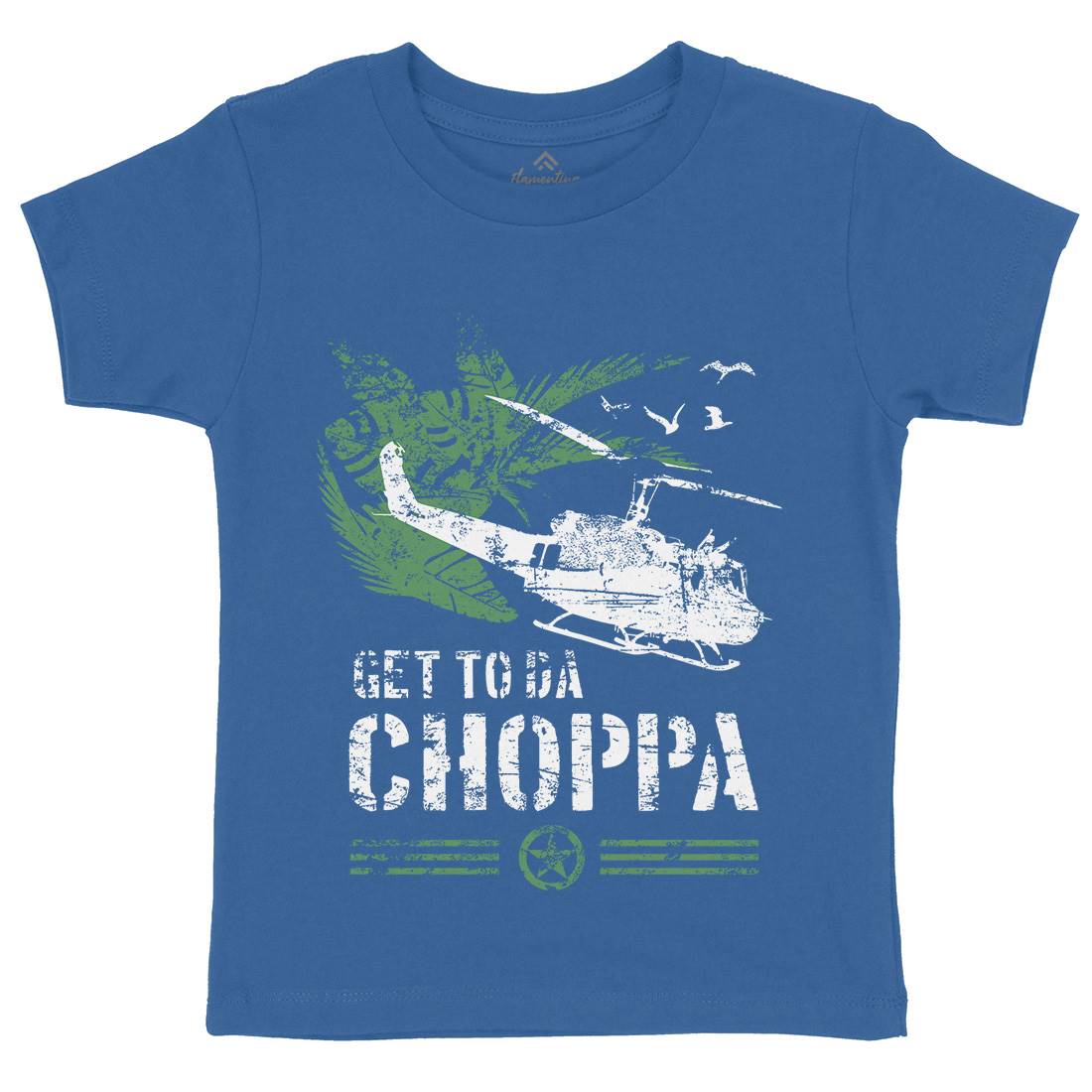 Get To The Chopper Kids Organic Crew Neck T-Shirt Army D235