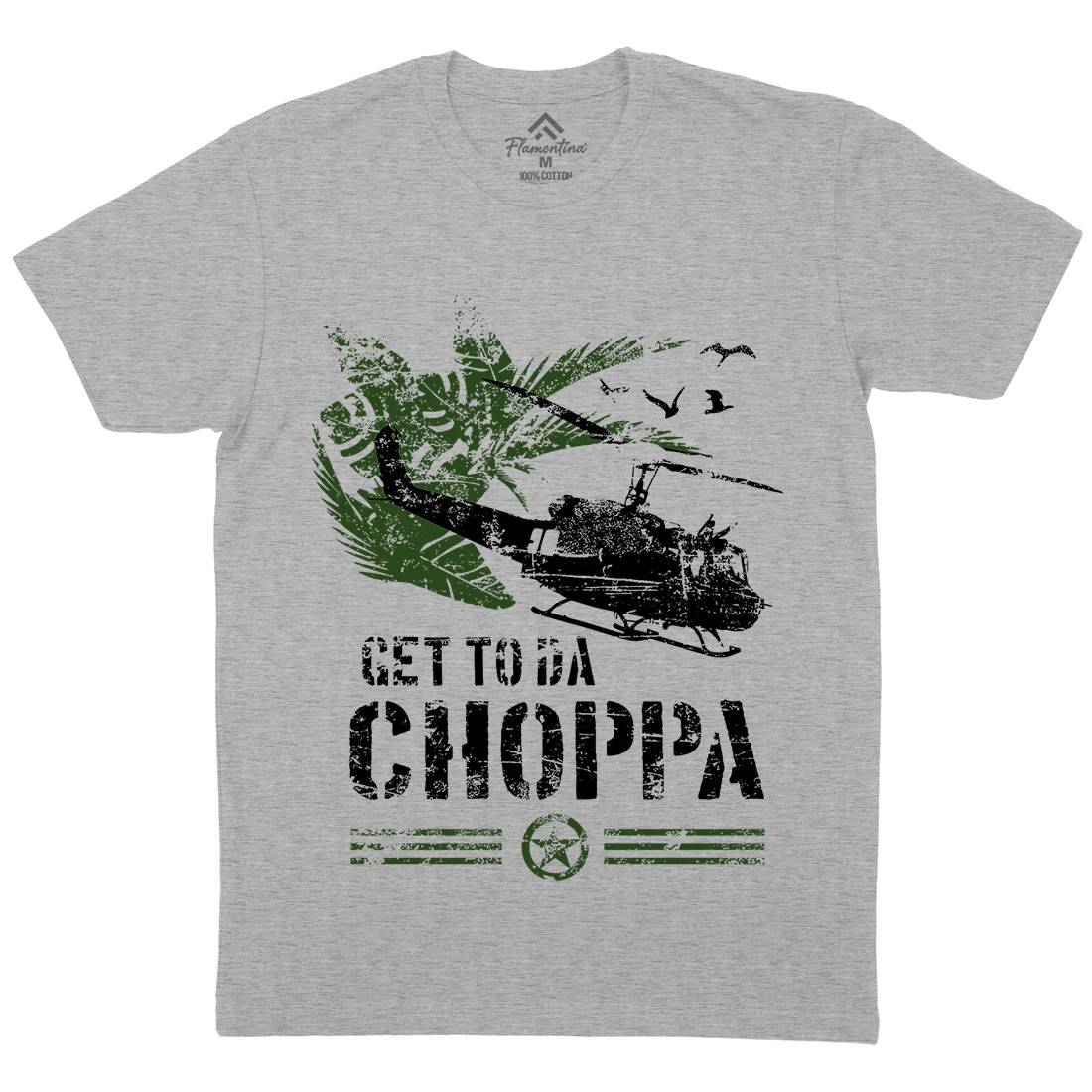 Get To The Chopper Mens Organic Crew Neck T-Shirt Army D235