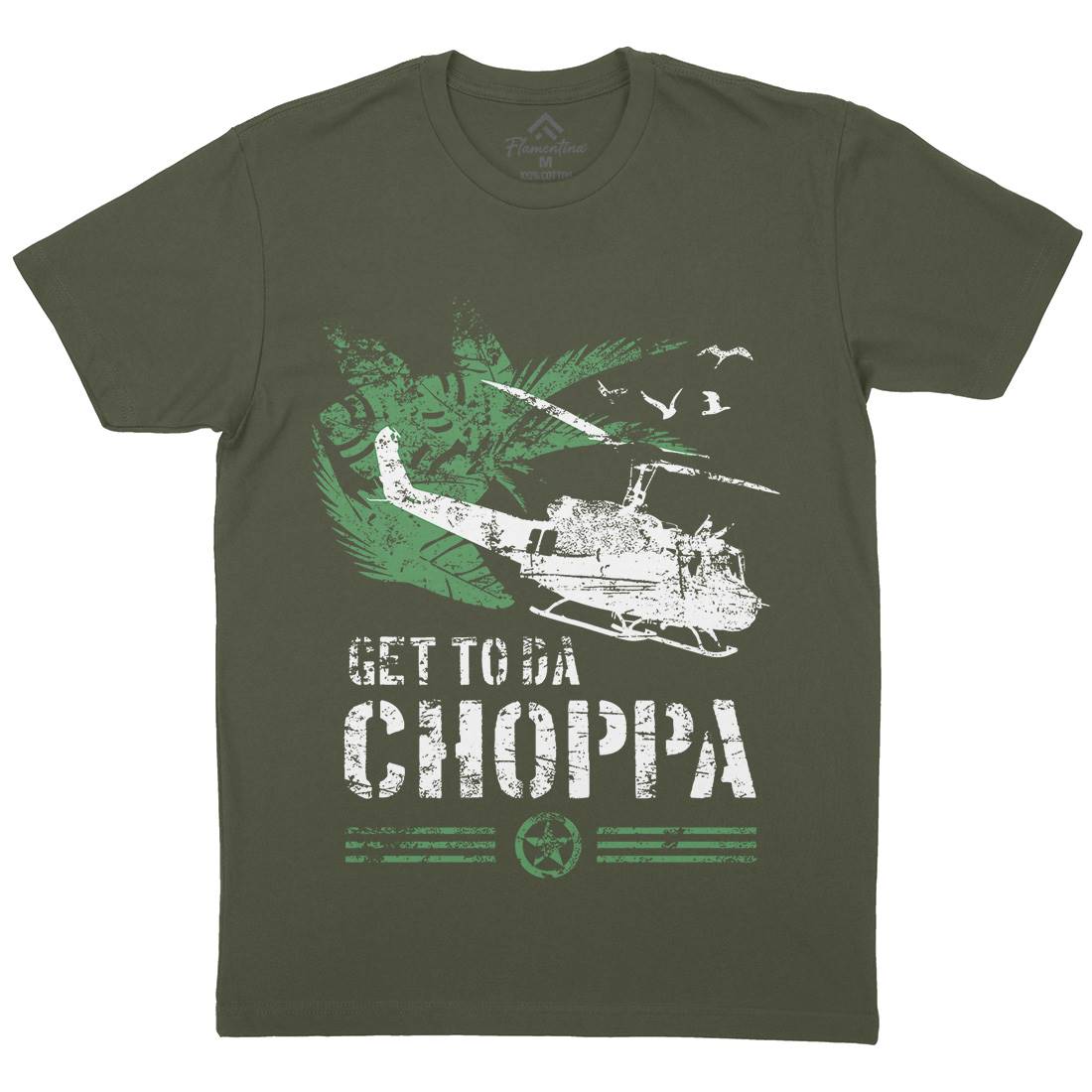 Get To The Chopper Mens Crew Neck T-Shirt Army D235