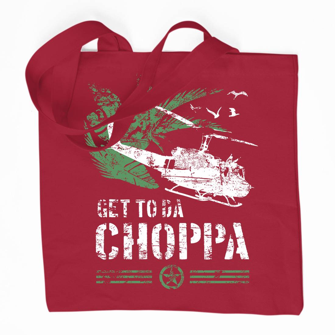 Get To The Chopper Organic Premium Cotton Tote Bag Army D235