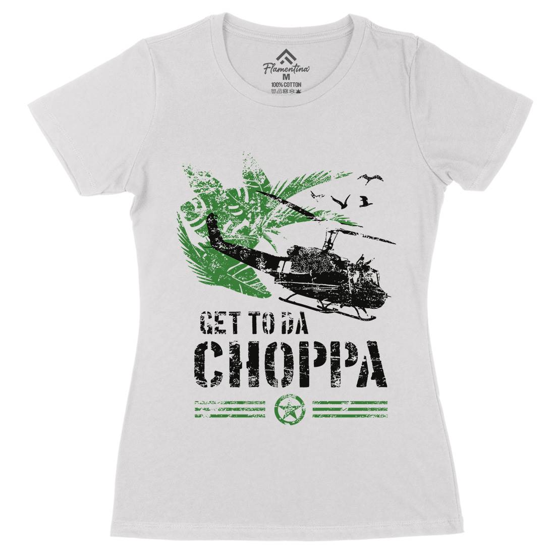 Get To The Chopper Womens Organic Crew Neck T-Shirt Army D235