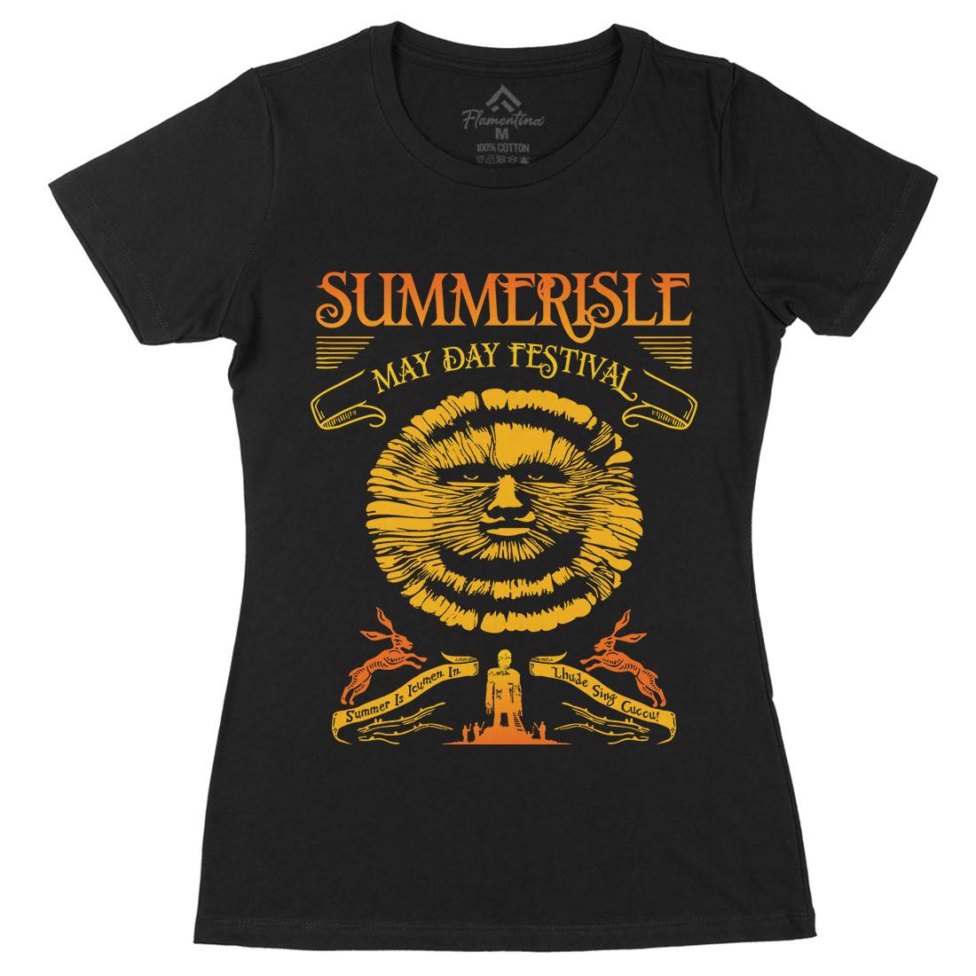 Summerisle Festival Womens Organic Crew Neck T-Shirt Horror D236