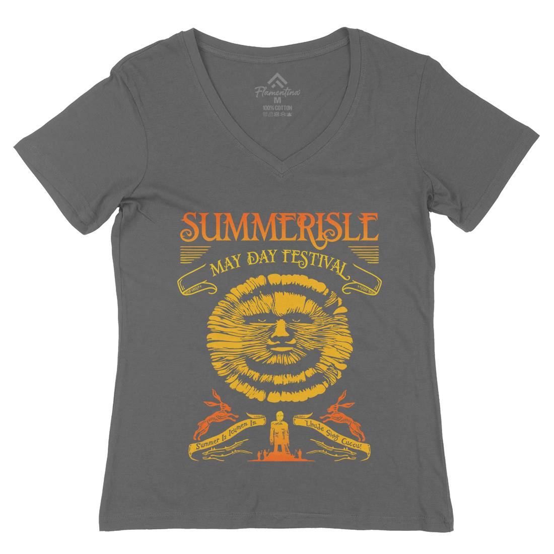 Summerisle Festival Womens Organic V-Neck T-Shirt Horror D236