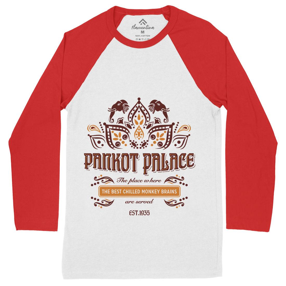 Pankot Palace Mens Long Sleeve Baseball T-Shirt Retro D238