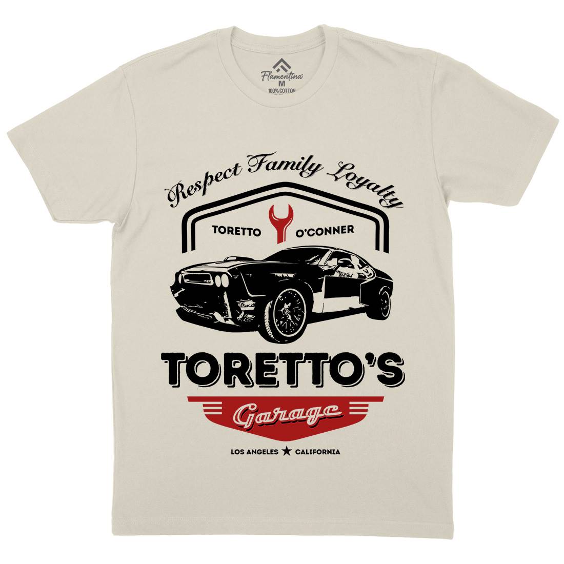 Torettos Garage Mens Organic Crew Neck T-Shirt Cars D240