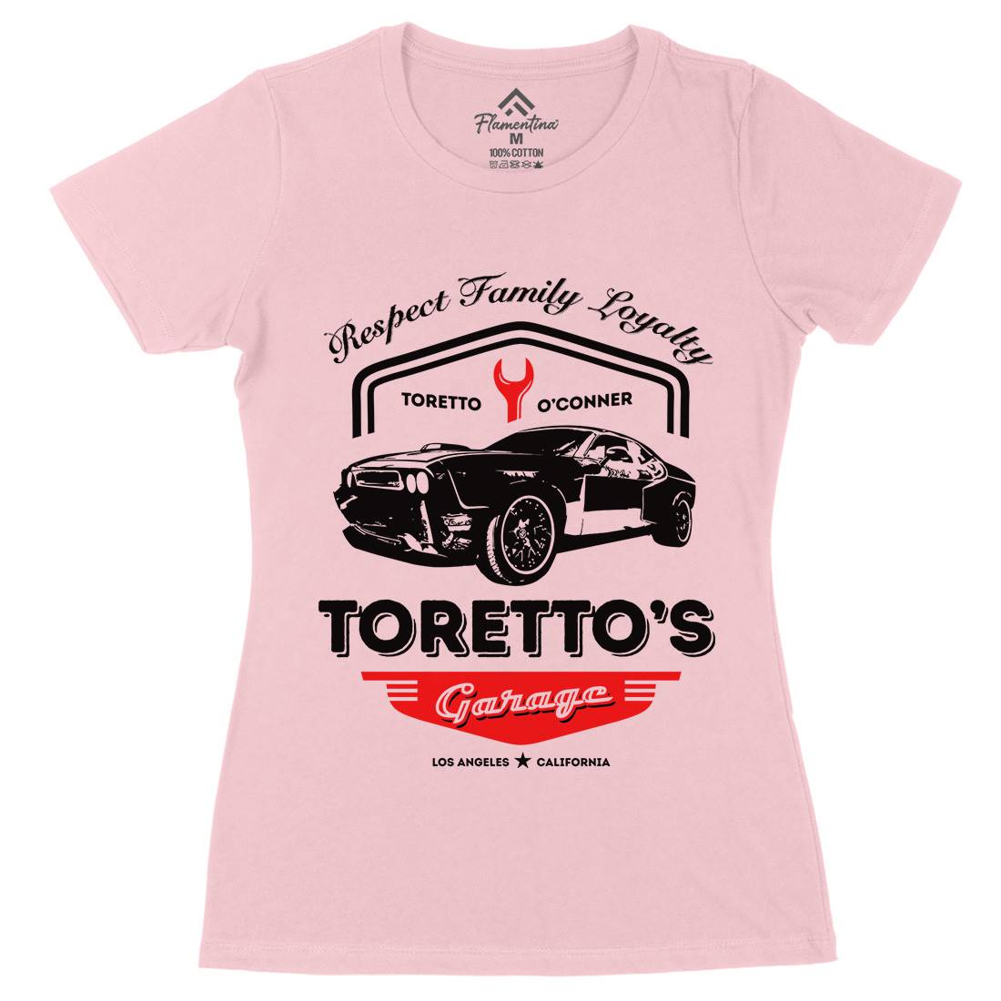 Torettos Garage Womens Organic Crew Neck T-Shirt Cars D240