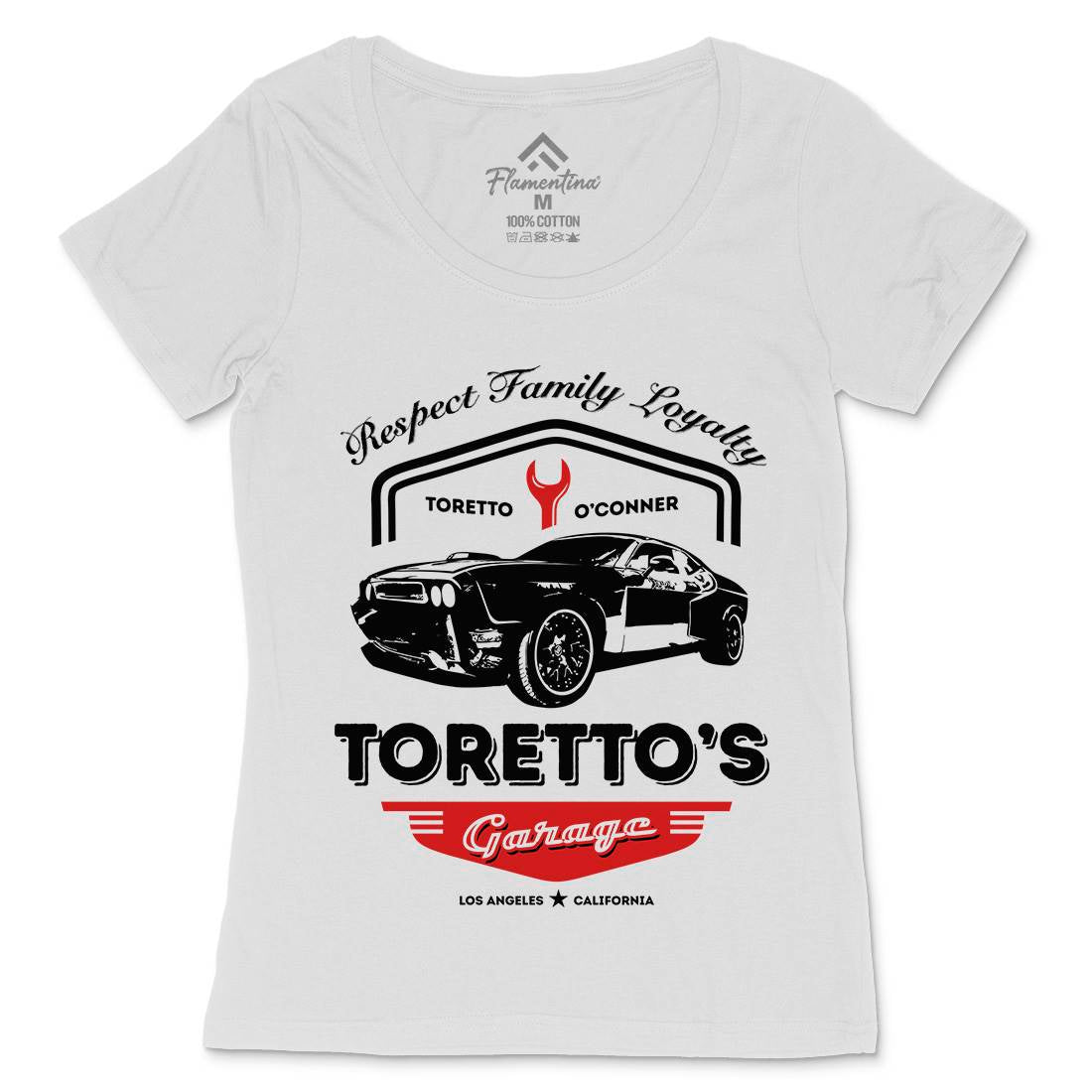 Torettos Garage Womens Scoop Neck T-Shirt Cars D240
