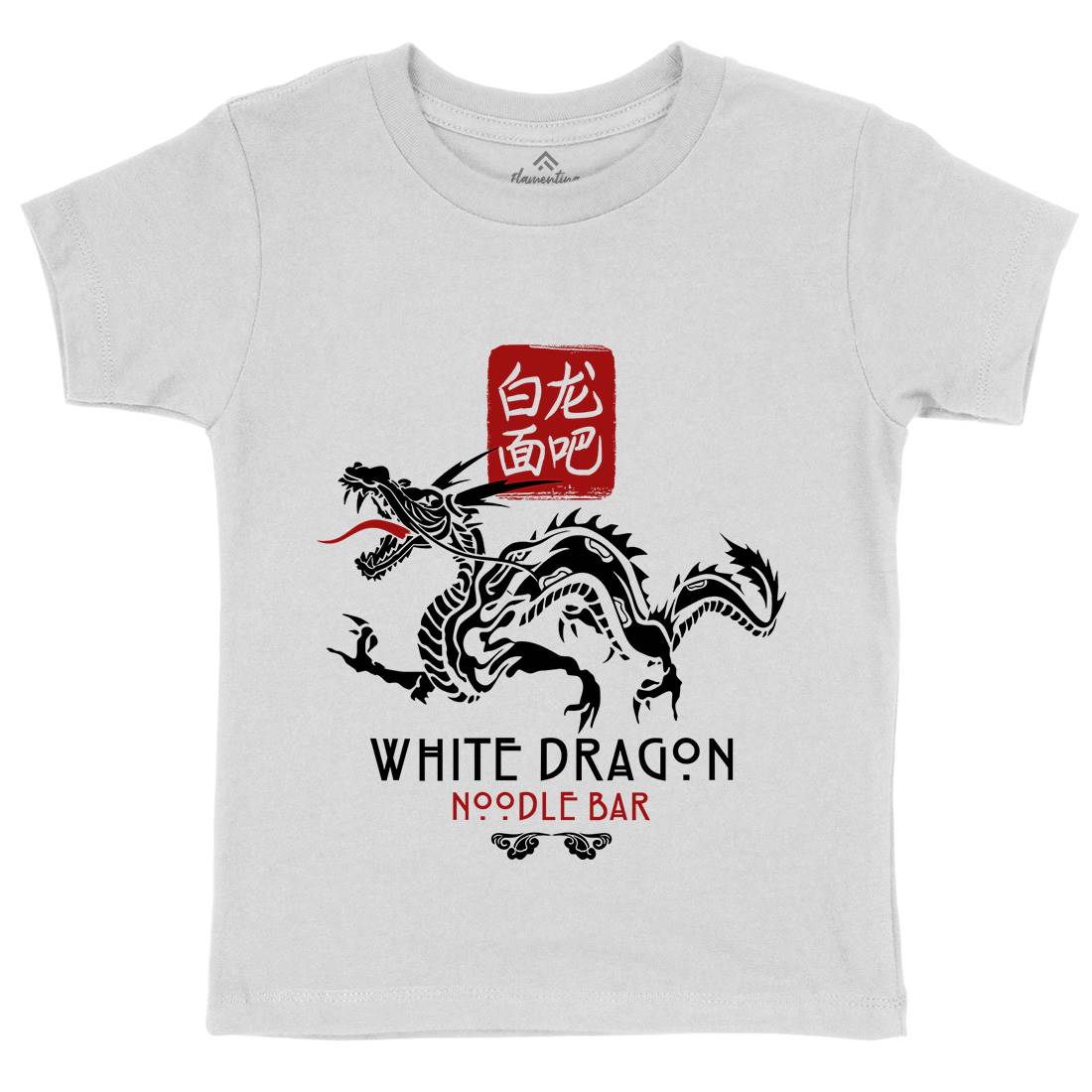 White Dragon Noodle Bar Kids Crew Neck T-Shirt Space D242