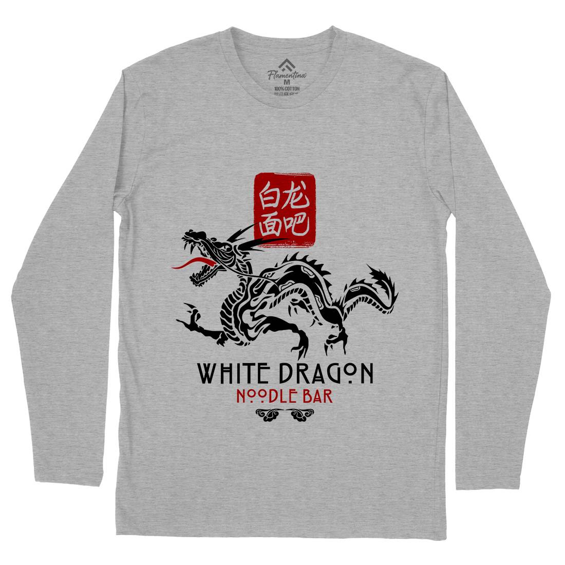 White Dragon Noodle Bar Mens Long Sleeve T-Shirt Space D242
