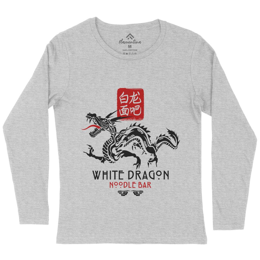 White Dragon Noodle Bar Womens Long Sleeve T-Shirt Space D242