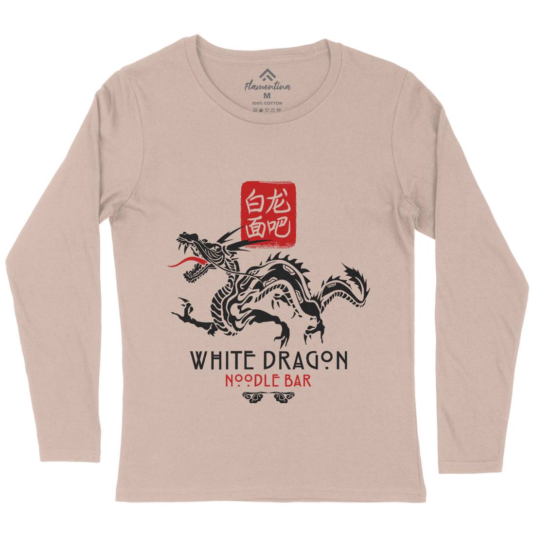 White Dragon Noodle Bar Womens Long Sleeve T-Shirt Space D242