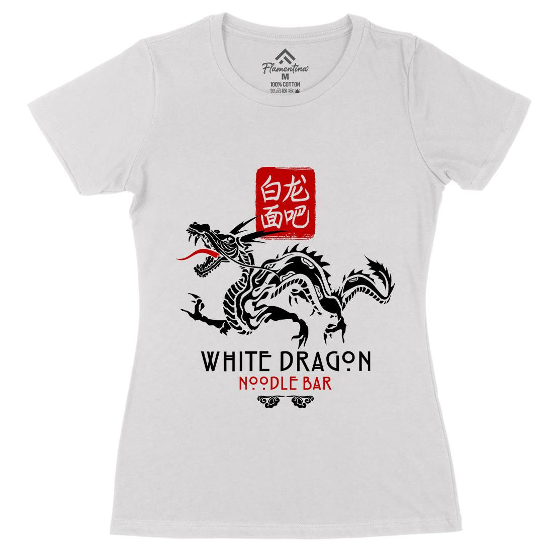 White Dragon Noodle Bar Womens Organic Crew Neck T-Shirt Space D242