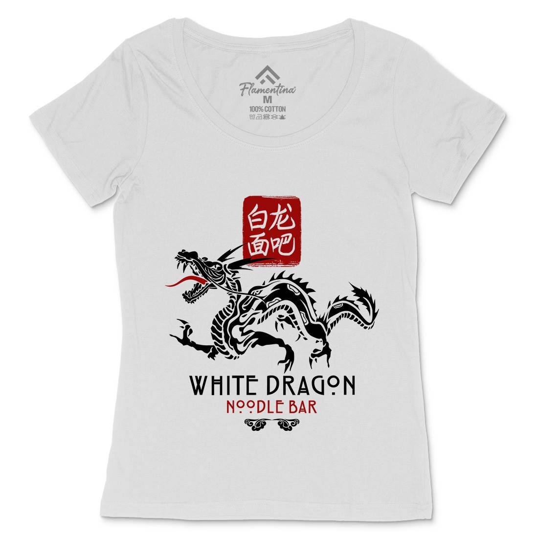 White Dragon Noodle Bar Womens Scoop Neck T-Shirt Space D242