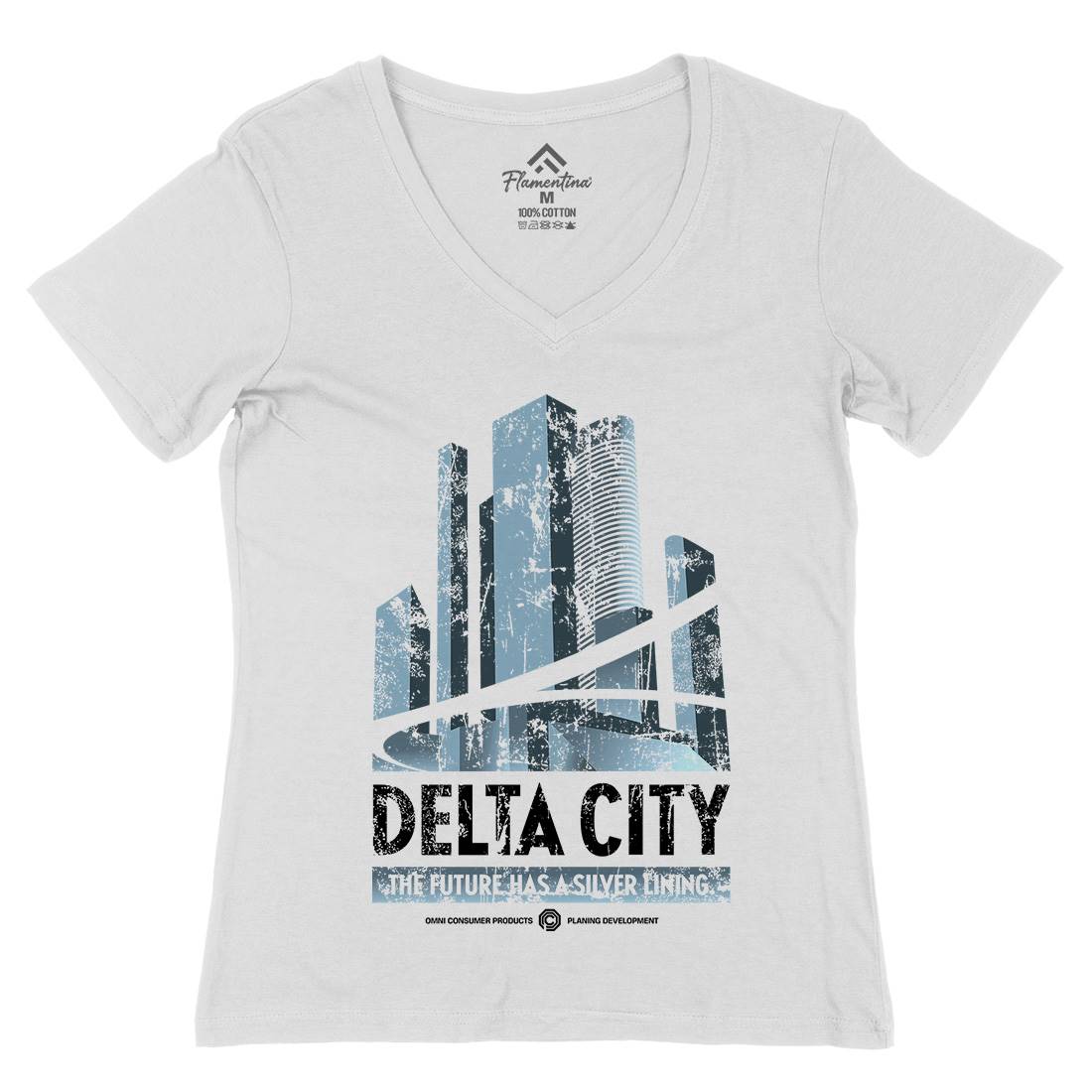 Delta City Womens Organic V-Neck T-Shirt Space D243