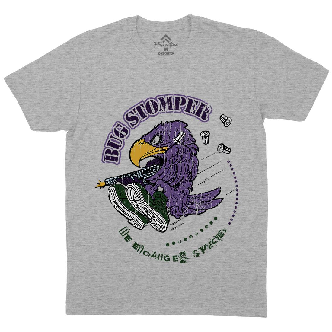 Bug Stomper Mens Organic Crew Neck T-Shirt Space D244