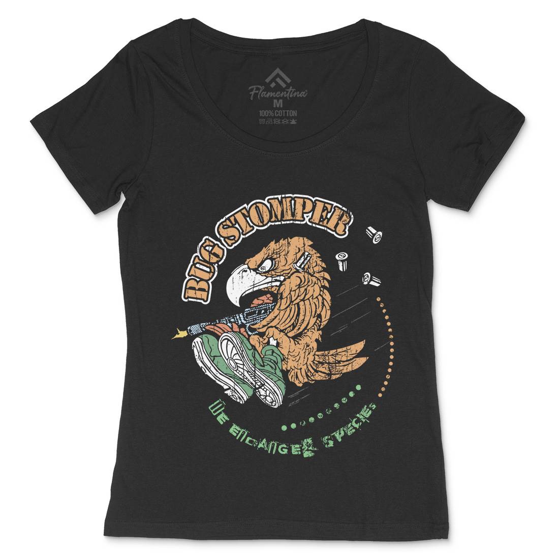 Bug Stomper Womens Scoop Neck T-Shirt Space D244