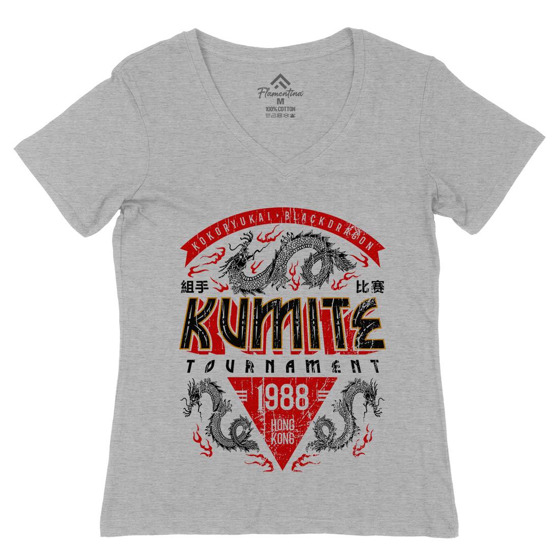 Kumite Tournament Womens Organic V-Neck T-Shirt Sport D245