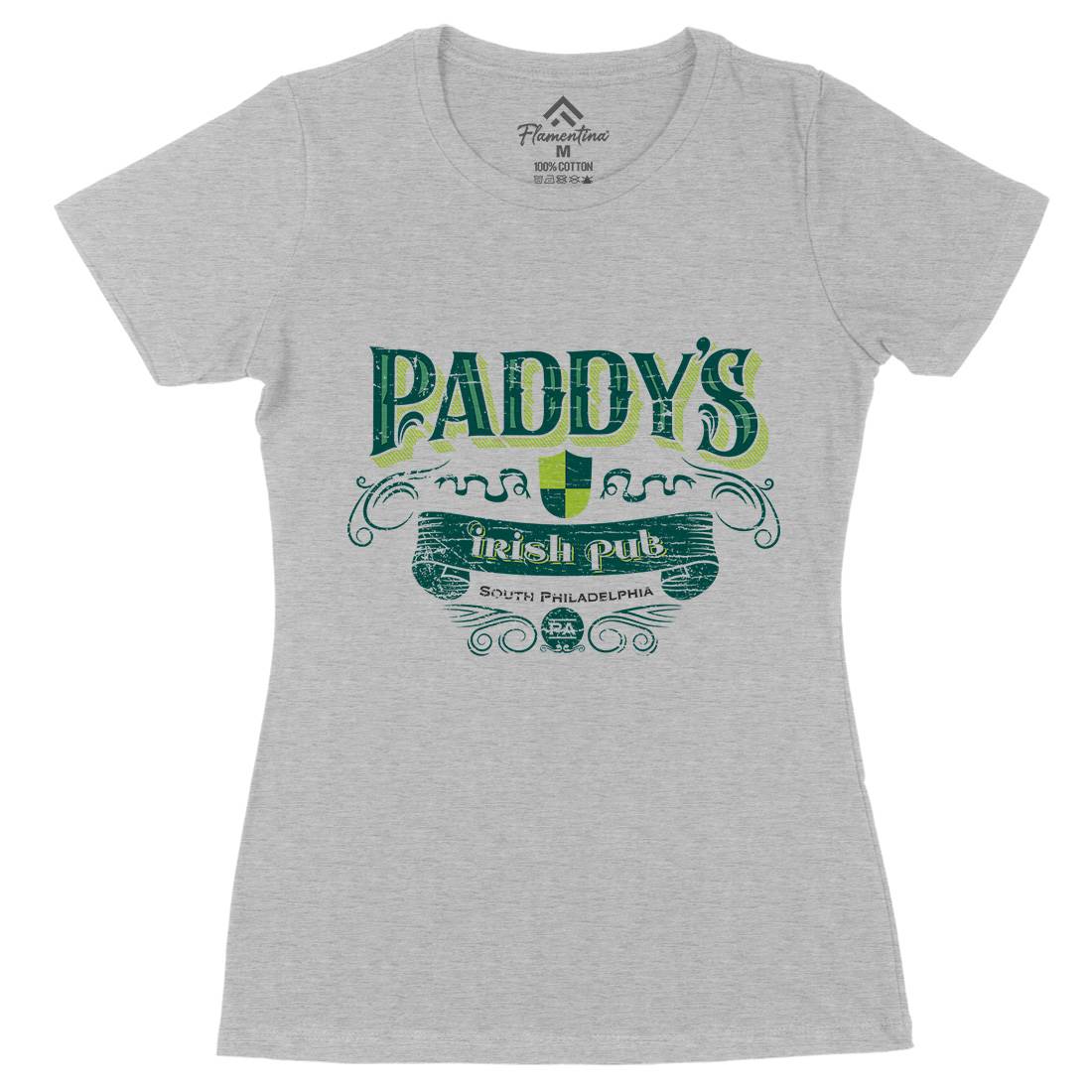 Paddys Irish Pub Womens Organic Crew Neck T-Shirt Drinks D246