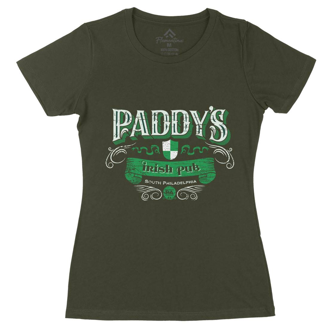 Paddys Irish Pub Womens Organic Crew Neck T-Shirt Drinks D246