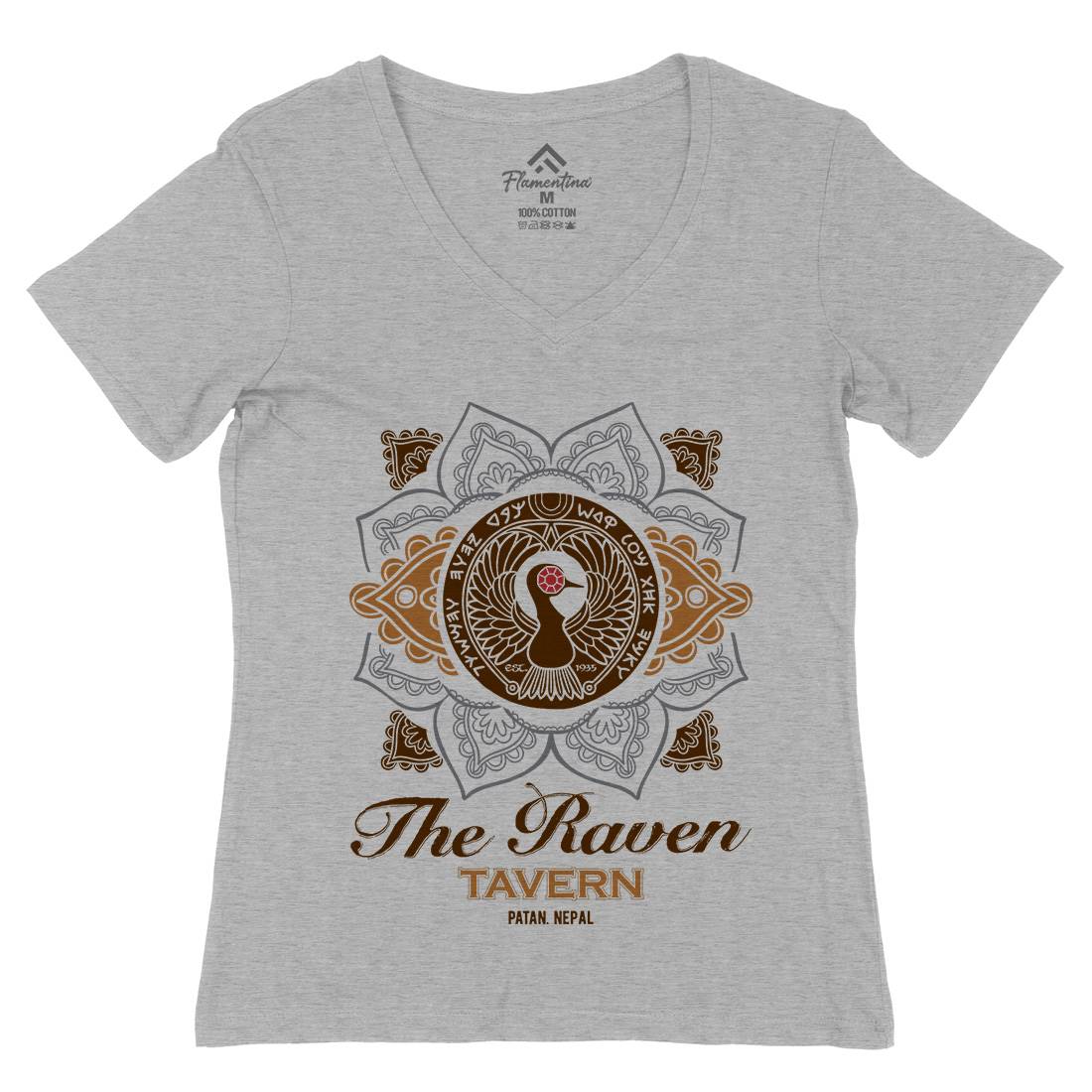 Raven Tavern Womens Organic V-Neck T-Shirt Drinks D247