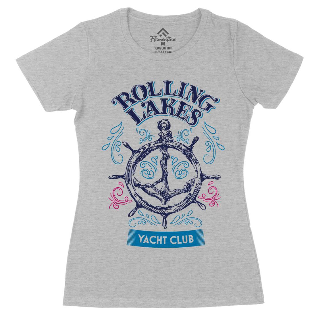 Rolling Lakes Yacht Club Womens Organic Crew Neck T-Shirt Horror D252