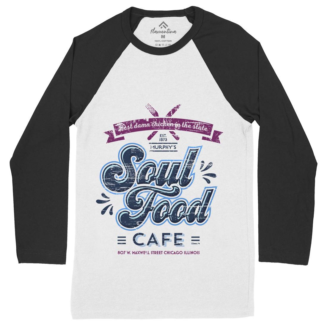 Soul Food Cafe Mens Long Sleeve Baseball T-Shirt Drinks D253