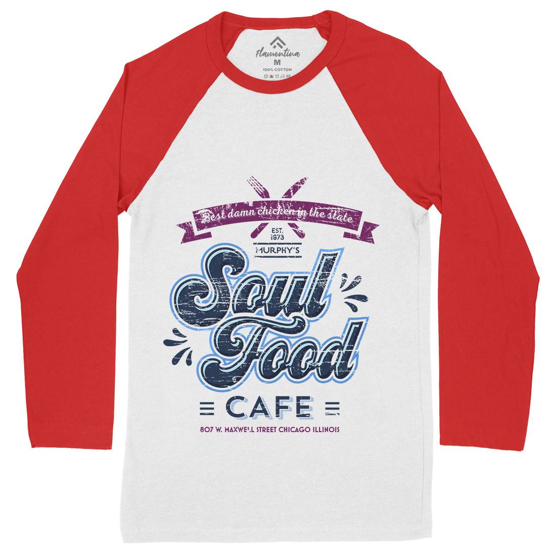 Soul Food Cafe Mens Long Sleeve Baseball T-Shirt Drinks D253