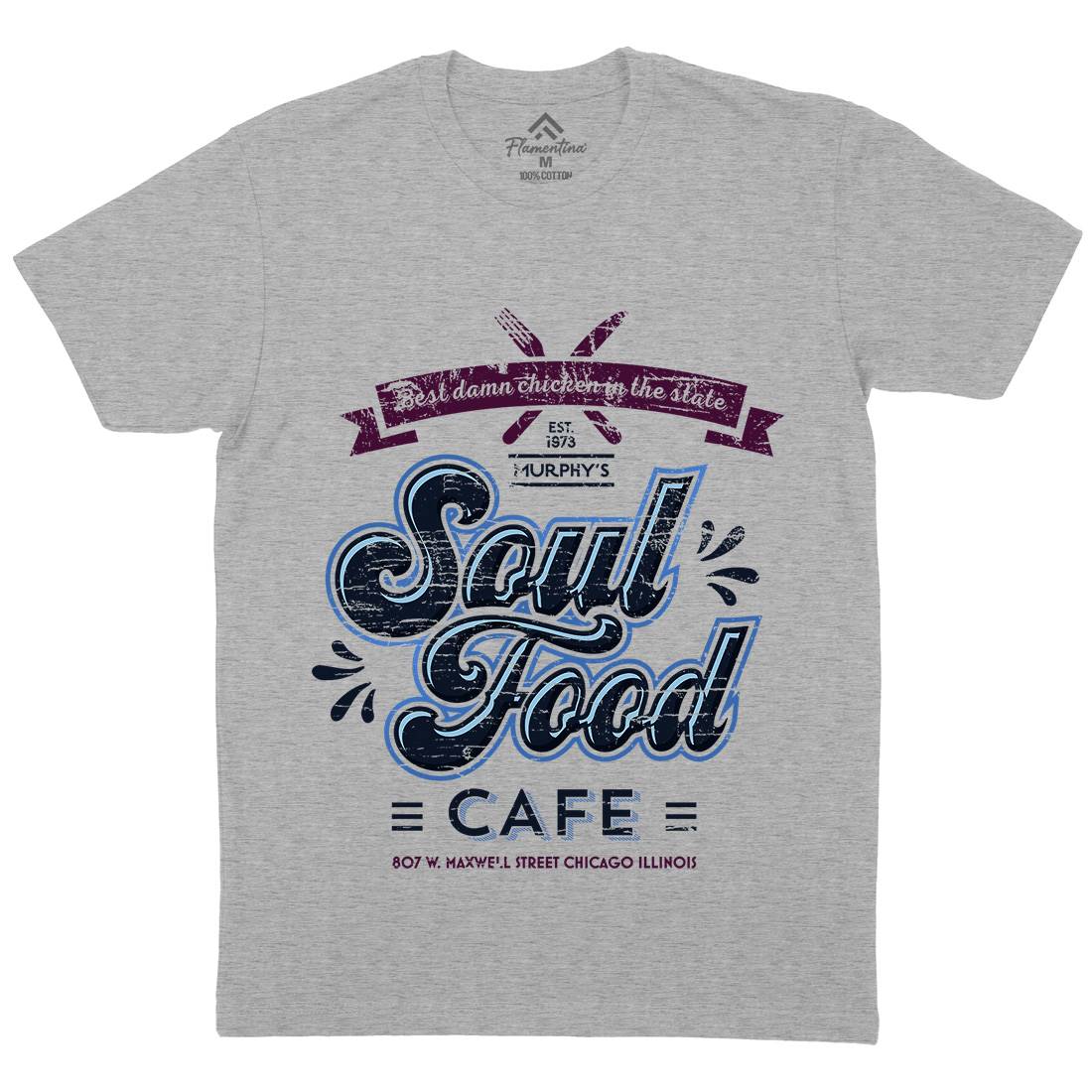 Soul Food Cafe Mens Organic Crew Neck T-Shirt Drinks D253