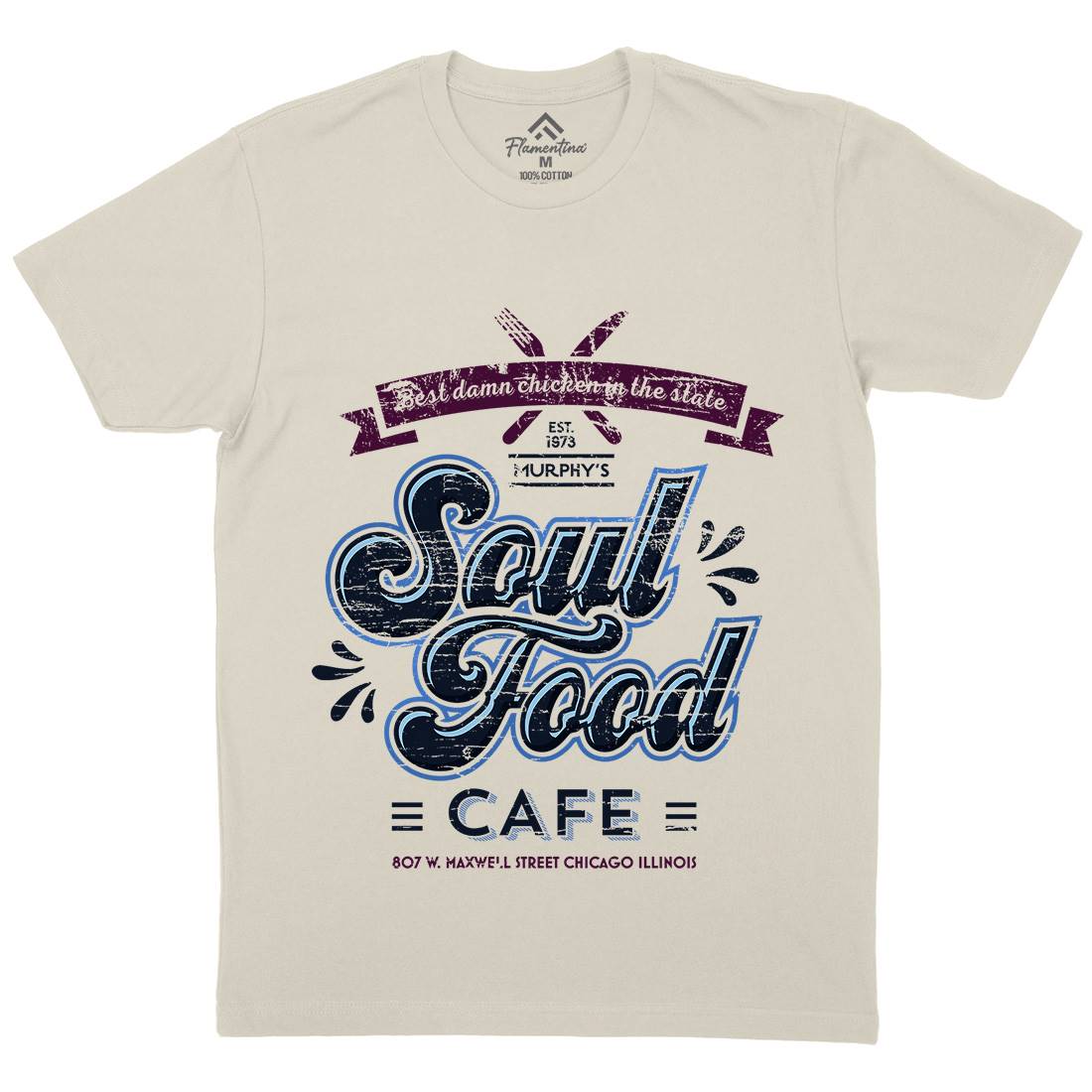 Soul Food Cafe Mens Organic Crew Neck T-Shirt Drinks D253