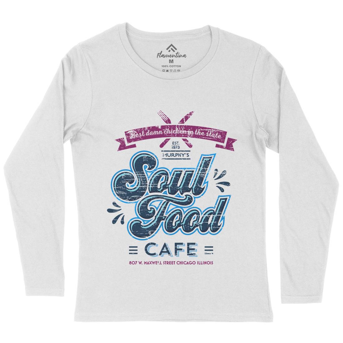 Soul Food Cafe Womens Long Sleeve T-Shirt Drinks D253