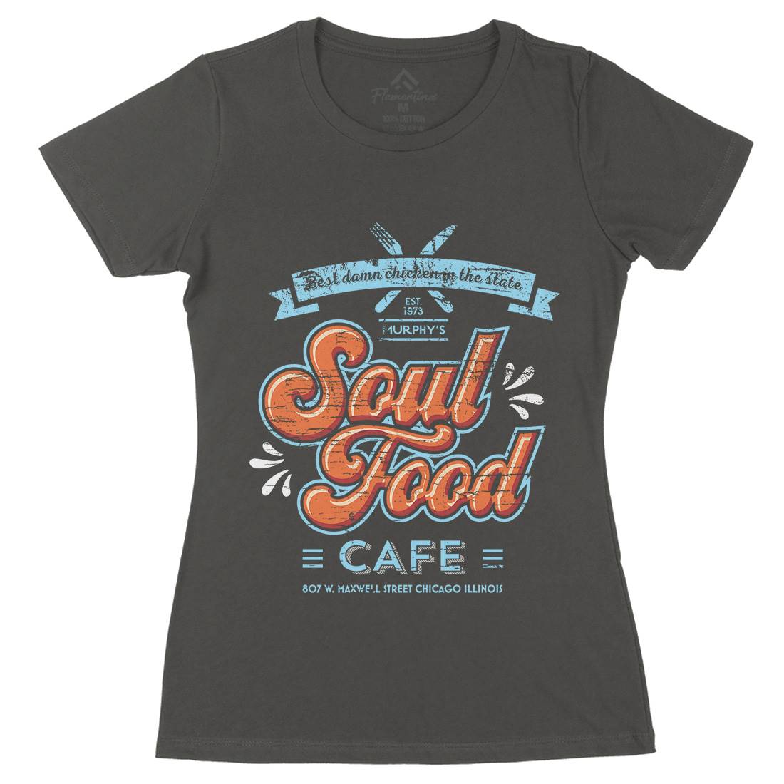 Soul Food Cafe Womens Organic Crew Neck T-Shirt Drinks D253