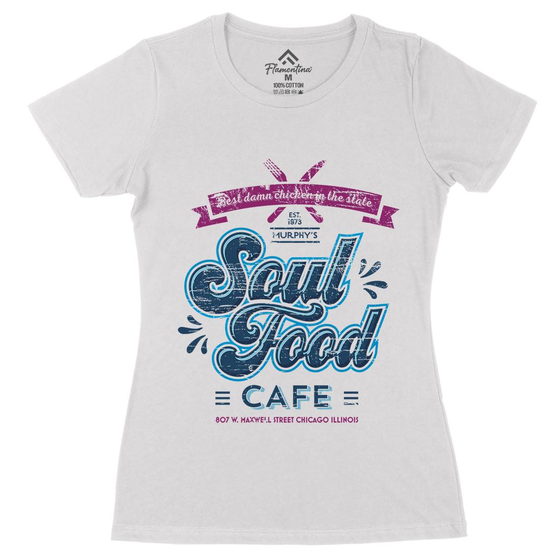 Soul Food Cafe Womens Organic Crew Neck T-Shirt Drinks D253