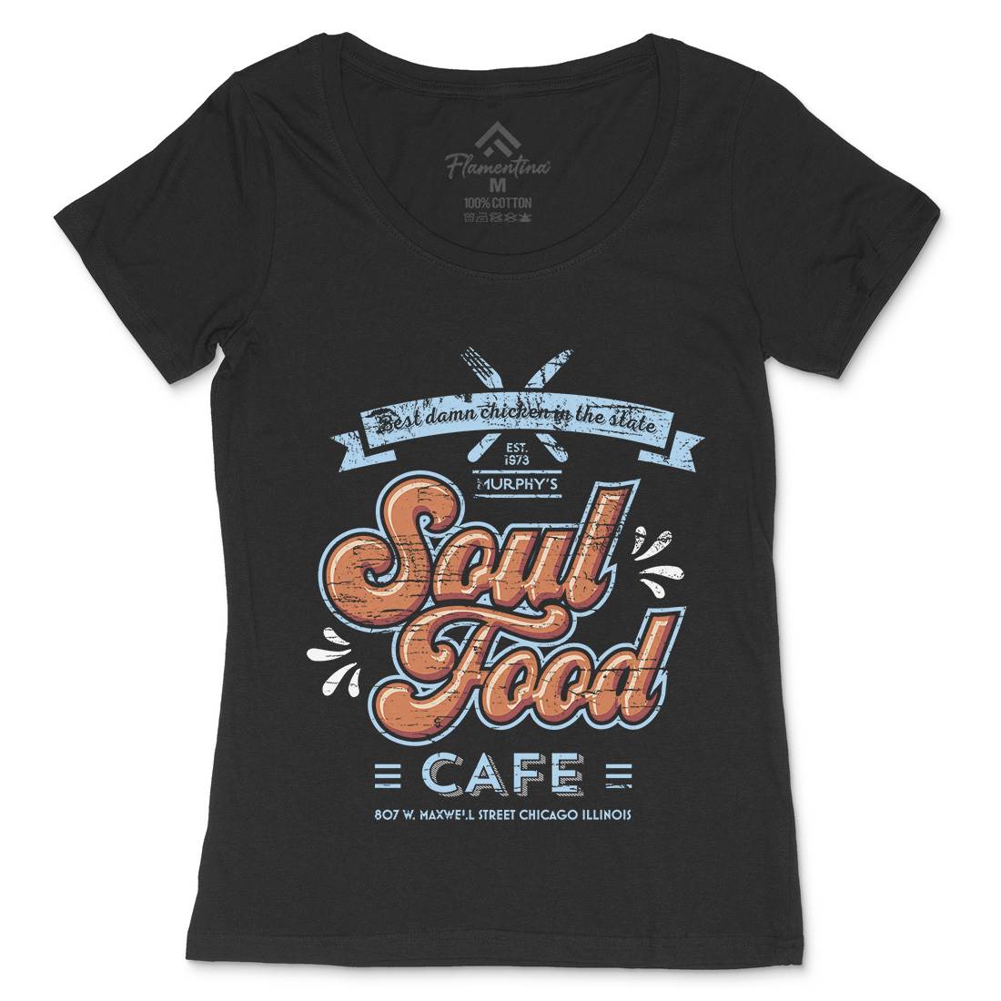 Soul Food Cafe Womens Scoop Neck T-Shirt Drinks D253