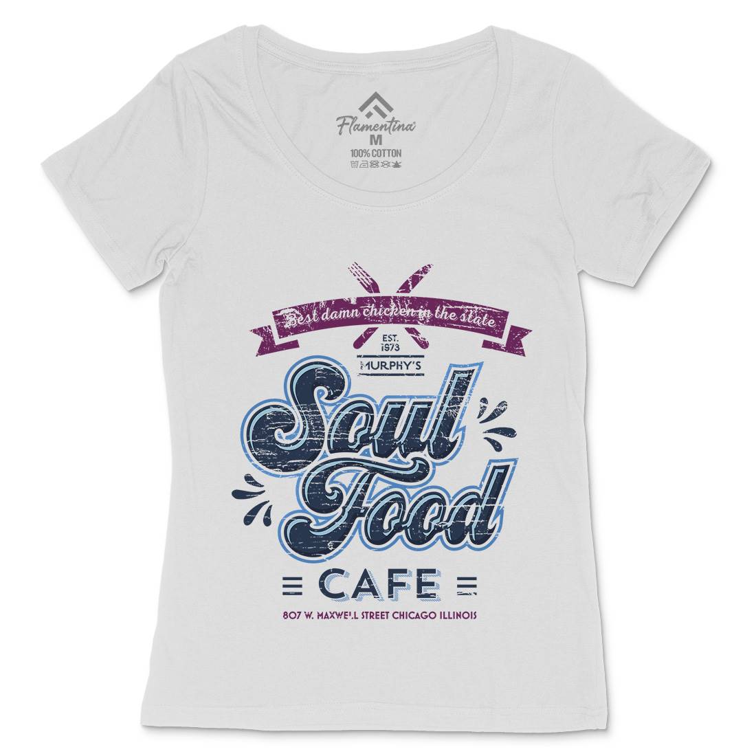 Soul Food Cafe Womens Scoop Neck T-Shirt Drinks D253