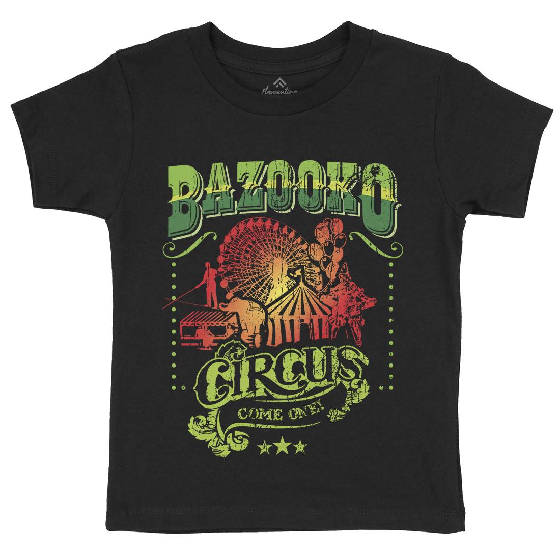 Bazookos Circus Kids Organic Crew Neck T-Shirt Retro D254