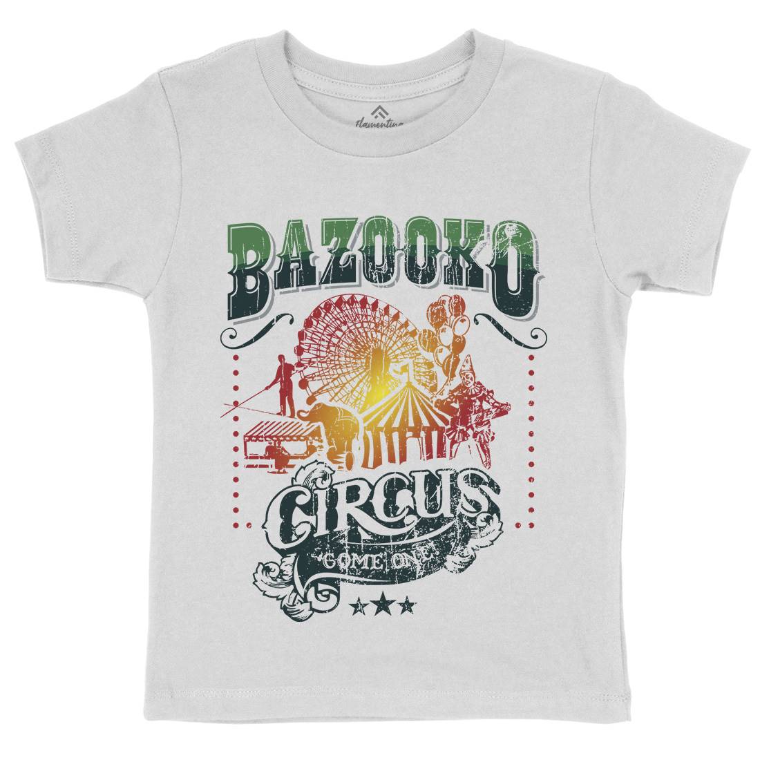 Bazookos Circus Kids Organic Crew Neck T-Shirt Retro D254