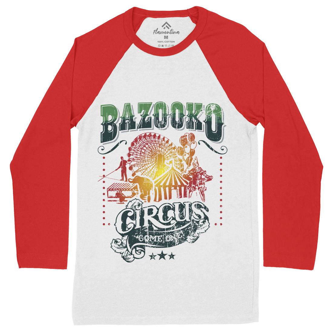 Bazookos Circus Mens Long Sleeve Baseball T-Shirt Retro D254