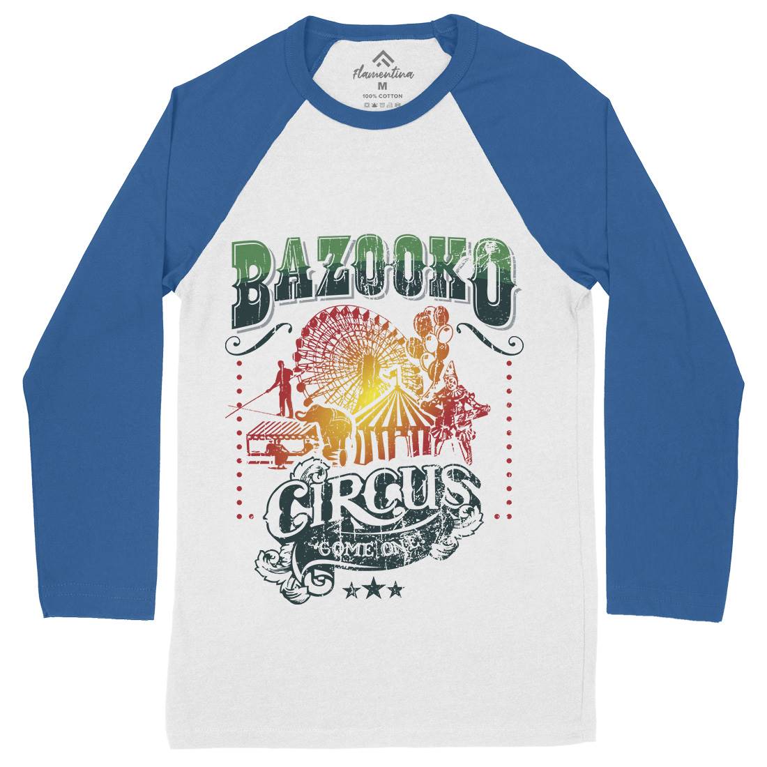 Bazookos Circus Mens Long Sleeve Baseball T-Shirt Retro D254