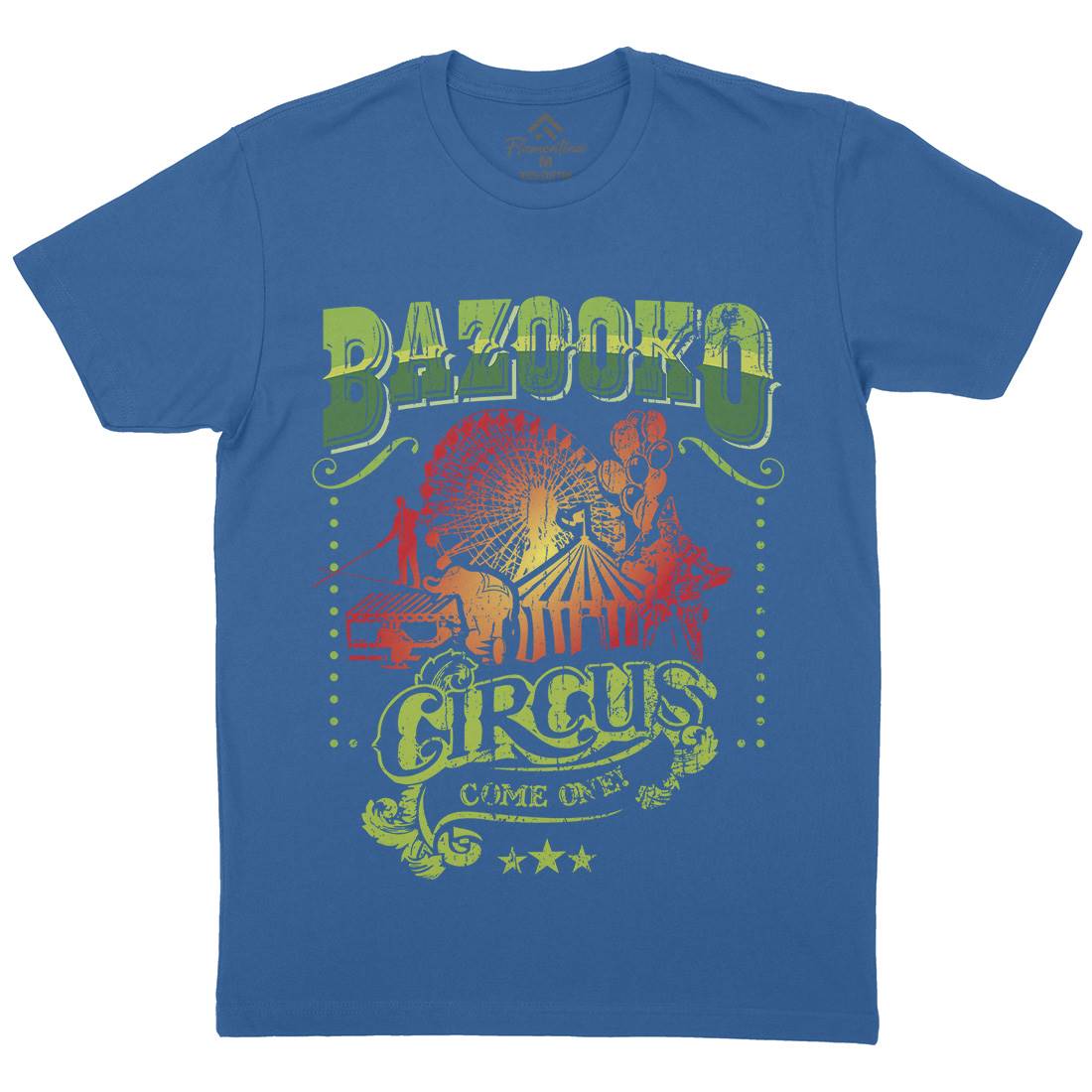 Bazookos Circus Mens Organic Crew Neck T-Shirt Retro D254