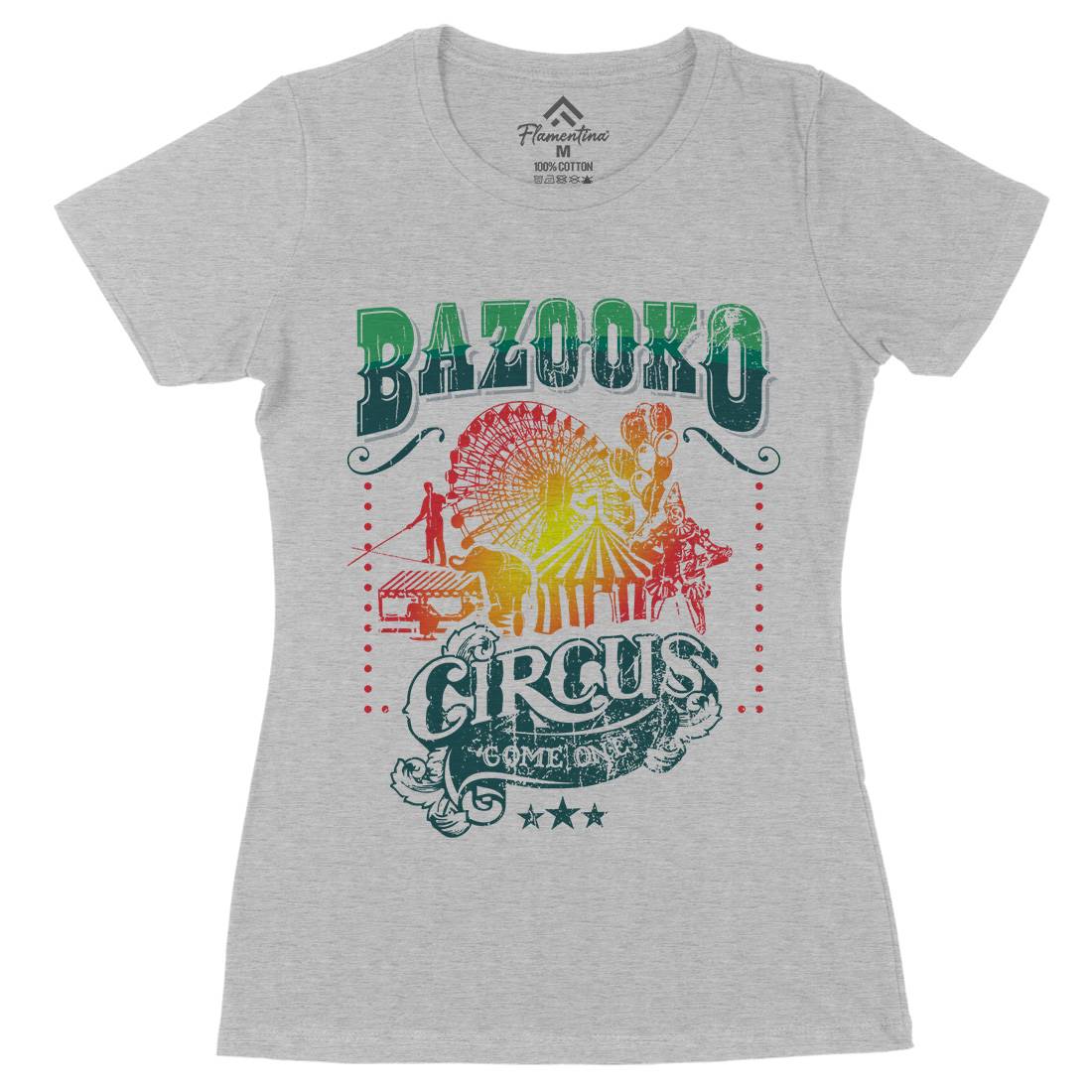 Bazookos Circus Womens Organic Crew Neck T-Shirt Retro D254