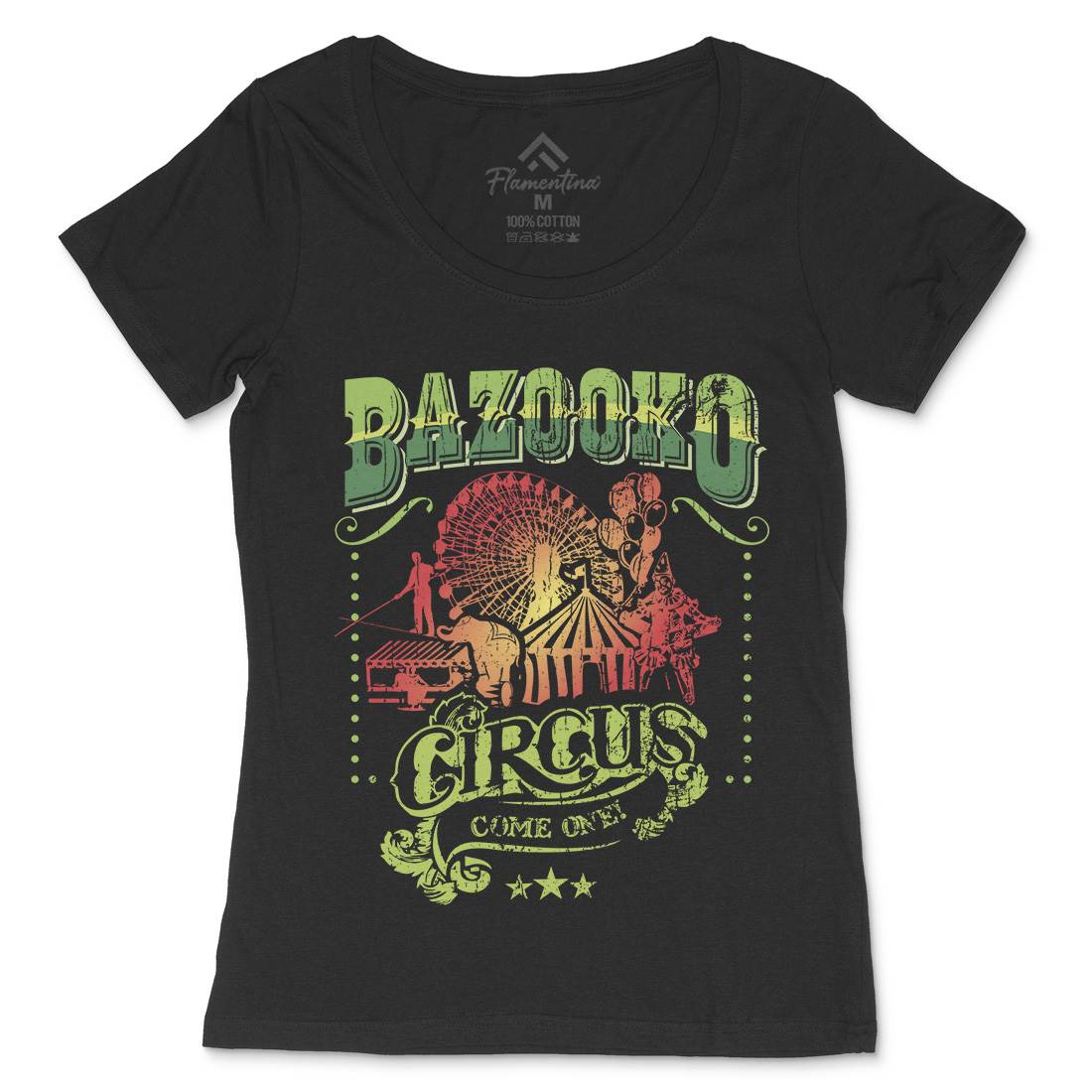 Bazookos Circus Womens Scoop Neck T-Shirt Retro D254
