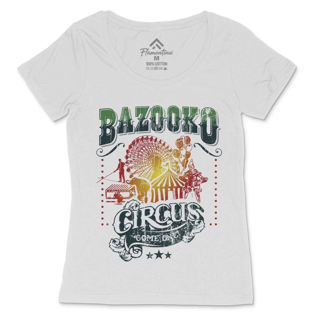 Bazookos Circus Womens Scoop Neck T-Shirt Retro D254