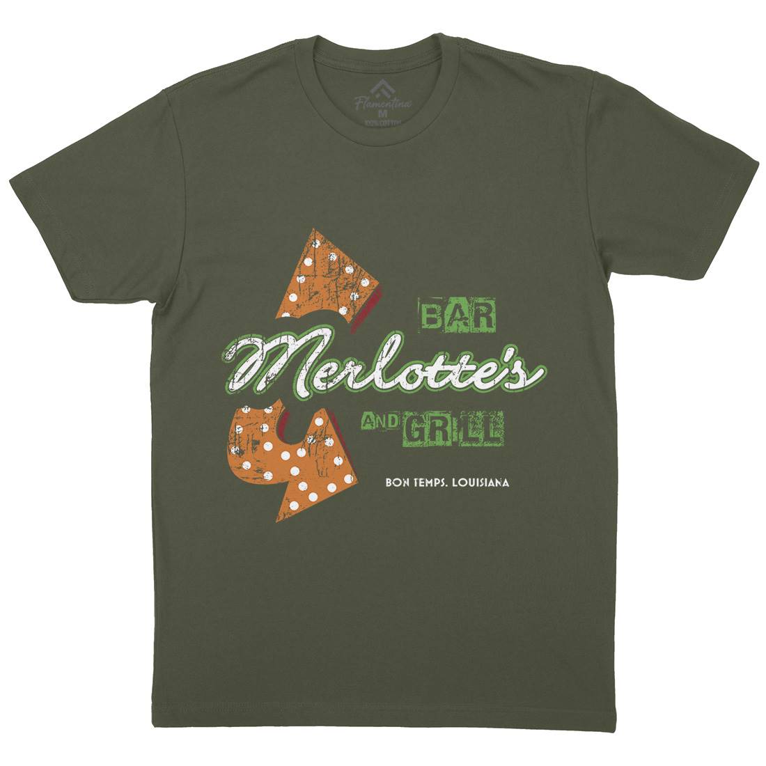 Merlottes Bar Mens Organic Crew Neck T-Shirt Horror D255
